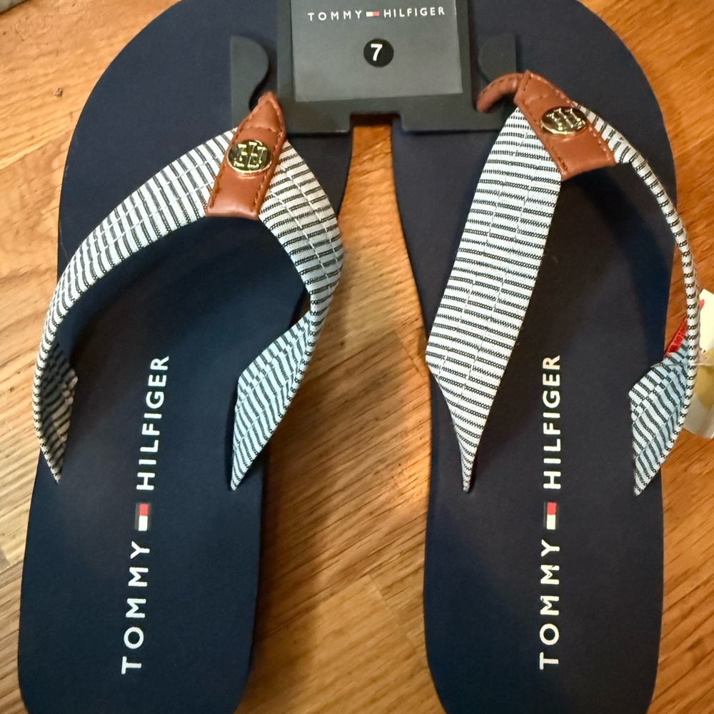 Tommy Hilfiger Navy and White Sandals